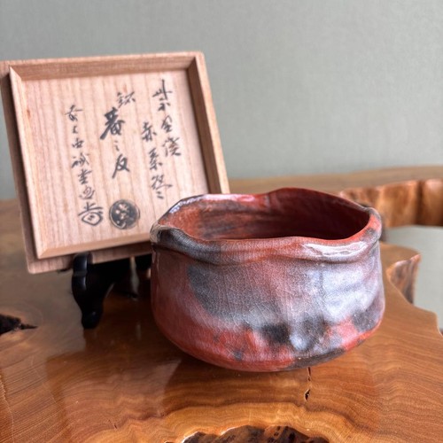 Japanese aka raku ware - japanese, chawan