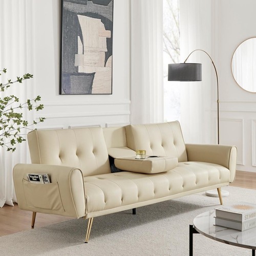 Sofa bed seater faux - bed, leather
