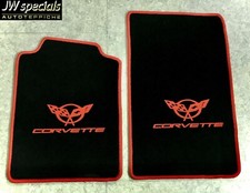 Automotive Carpet Floor Mats for Chevrolet Corvette C5 Convertible Logo Orange Velour
