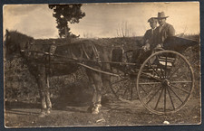 Postcard Horse Transport gentlemen pony trap unknown location RP