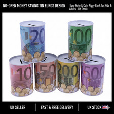 Money Tin Boxes Tinplate, Multi-Colour, Notes Design Metal Coins Saving Tin
