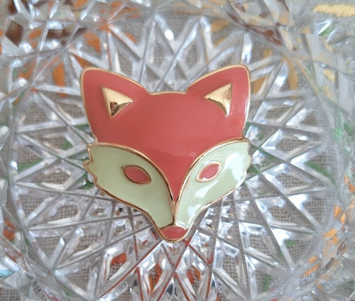 Fox brooch peach - fox, cream