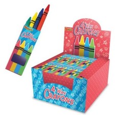 100 PACKS of 4 WAX CRAYONS Party Goody Bag Stocking Filler Loot Pinata Toy