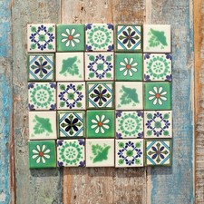 25 Ceramic Mexican Tiles -  SMALL SIZE 5 x 5 cms. FOREST25