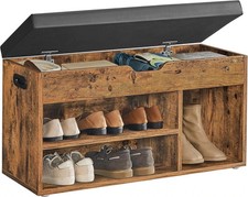 Shoe Bench with Cushion Storage Bench with Padded Seat Rustic Brown LHS130B01