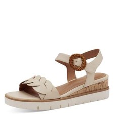 Tamaris 28258-44 Ladies Ivory Leather Touch Fastening Sandals