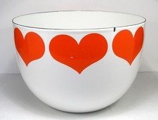 Vintage Red Hearts Enamel Bowl