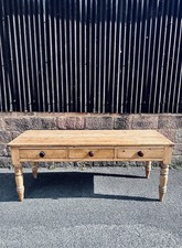 Antique Victorian Pine Farmhouse Table, Dining/ Prep, Country House, 3 Drawer