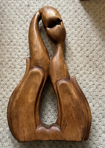 Wooden cat sculpture 33cm - wooden,