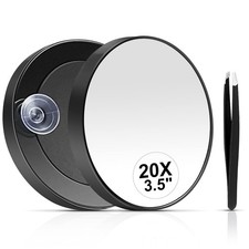 20X 30X Magnifying Mirror Small Travel Mirror with Suction Tweezers 3.5 Inches