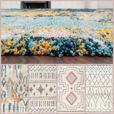 Plush Shaggy Area Rug Deep 30mm Pile Scandi Boho Designs Cream Runner Floor Mats