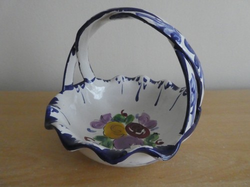 Studio pottery basket - pottery,