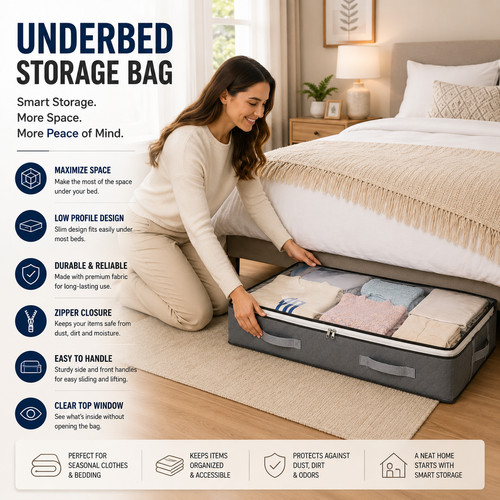 Large underbed clothes storage - clothes,