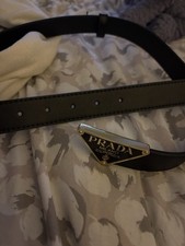 Gold Plated Prada belt Black Leather