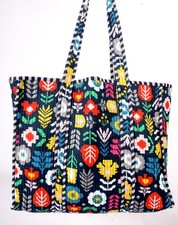 Indian Tote Bags Quilted Handmade Cotton Floral Shoulder Shopping Bag Women
