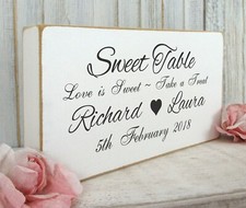 Wedding Personalised Sweet Table Sign Vintage Shabby & Chic White 02