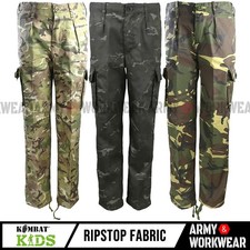 Kids Camo Combat Trousers Children Army Uniform Cargo 6-Pockets Pants Camouflage