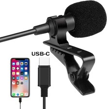 Lavalier Lapel Stereo Clip on Mic Condenser Microphone For Samsung A54 A53 A33 B