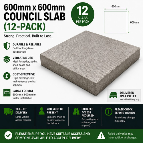 600mm council slab - 600mm, x