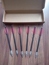 Pistol Carbon Shaft Crossbow Bolt Set Of 6 With Hunting Broadheads
