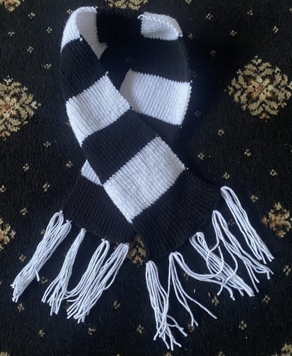 Hand knitted football scarves - knitted,