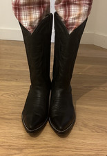 Vintage Rudel Women’s Knee High Black Leather Cow boy Boots  Pre loved 