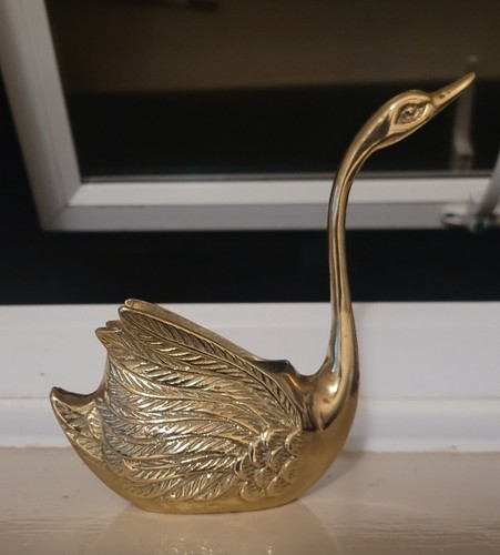 Swan ornament solid - swan, brass