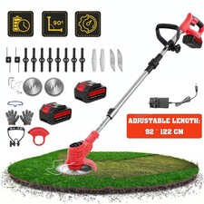 Cordless Strimmer Grass Trimmer Cutter Garden Lawn Edger +2 Rechargeable Battery