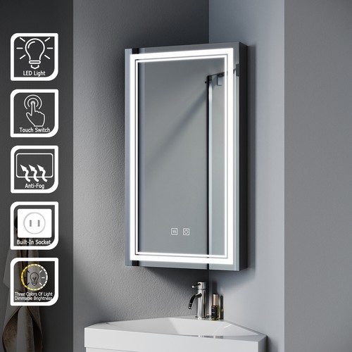 Corner led bathroom mirror - led,