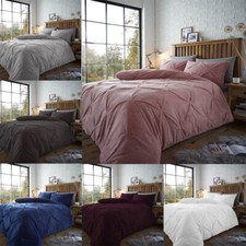 Teddy Pintuck Pleat Fleece Duvet Quilt Cover Set Single Double King Size Bedding
