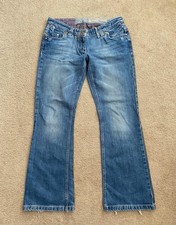 Women’s River Island Relaxed Bootcut Blue Denim Jeans Y2K Size 14 R W34" L31"
