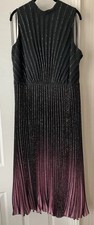 Phase Eight Exquisite Pink/Black Ombré Shaded Pleated Evening Dress Size 18/16