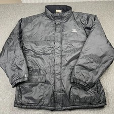 Umbro Jacket Mens XL Black Nylon Winter Coat Warm Insulated Zip Pockets Football