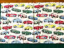 Cath Kidston Vintage Sports Racing Cars Cotton Fabric Remnant 32" x 19"