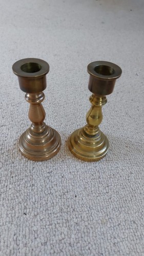Small heavy brass candlesticks - small,