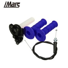 22mm Pit Dirt Bike Quick Action Throttle Grip Twist Cable For 110cc 125cc Blue