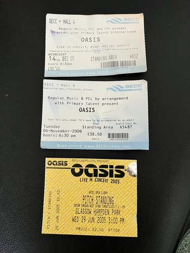 Oasis memorabilia concert - oasis, memorabilia,
