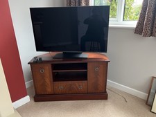 Solid Wood With Mahogany Veneer Corner TV Cabinet With Shelves And Drawers