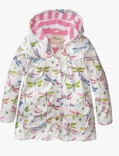 Hatley Girls Raincoat Age 8 Years Dragonfly Cream Pink Blue Towel Lining Jacket