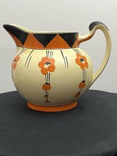 🟠⚫️ MYOTT Art Deco Geometric & Floral Design Pitcher England #9514 ~1920’s