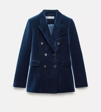 Zara DOUBLE-BREASTED VELVET BLAZER ZWCOLLECTION SIZE XS