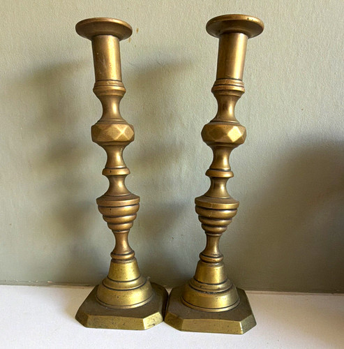 Brass pair candlesticks candle - brass,