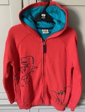 Frugi Boy's Dino Zip Up Fleece Line Hoodie. Organic Cotton. Hardly Worn. 9-10Y