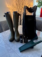 Le Chameau Olive Neoprene Wellington Boots UK 6 - EU 39 with Boot Bag