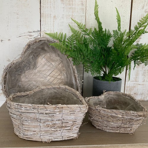 Grey twig heart - grey, planters
