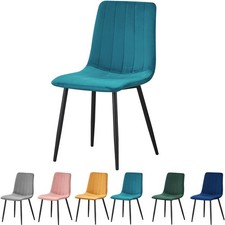 1/2 PCS Dining Chairs Velvet Set Padded Seat Metal Leg Kitchen Chair Home Office
