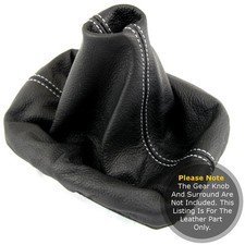 FITS BMW Z3 1995 TO 2001 GEAR GAITER REAL LEAHER WHITE STITCHING