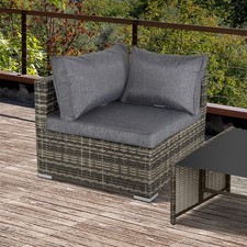 Garden Outdoor Rattan Corner Sofa,Single Sofa,Coffee Table Grey/Deep Grey