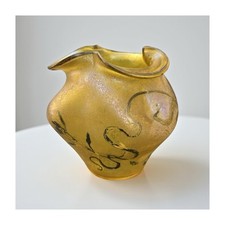 Vintage Loetz Art Nouveau Yellow Iridescent Vaso Vetro