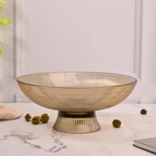 25.5cm Footed Glass Salad Bowl Large Fruit Snack Serving Bowl Party Home Kitchen